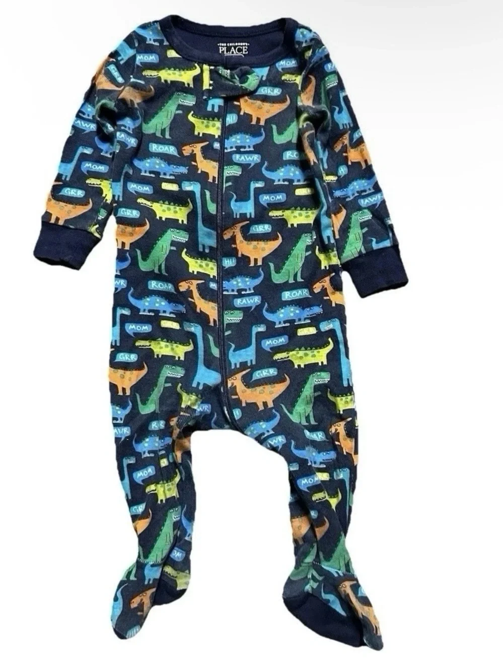Baby Footie Pajamas Two Way Zipper Dinosaurs Animals Cookies Size 3-6 Months